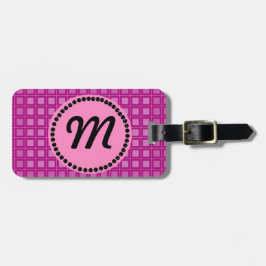 Rosa fyrkantig monogram bagagebricka