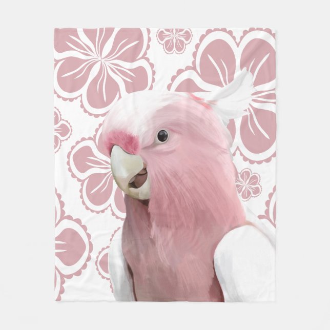 Rosa Galah Cockatoo Fleecefilt (Framsidan)