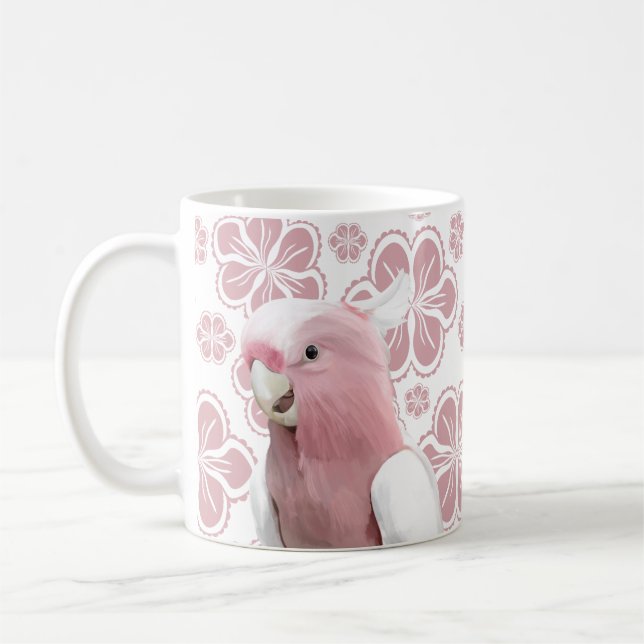 Rosa Galah Cockatoo Kaffemugg (Vänster)