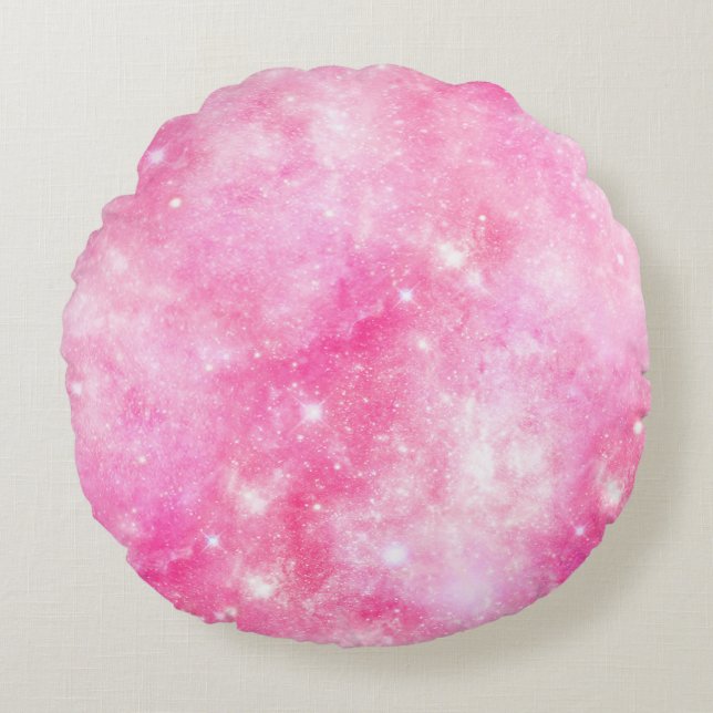 Rosa Galaxy Universe Rund Kudde (Framsidan)