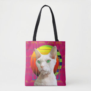 Rosa galen kattdesignSphynx katt och Devon Rex Tygkasse