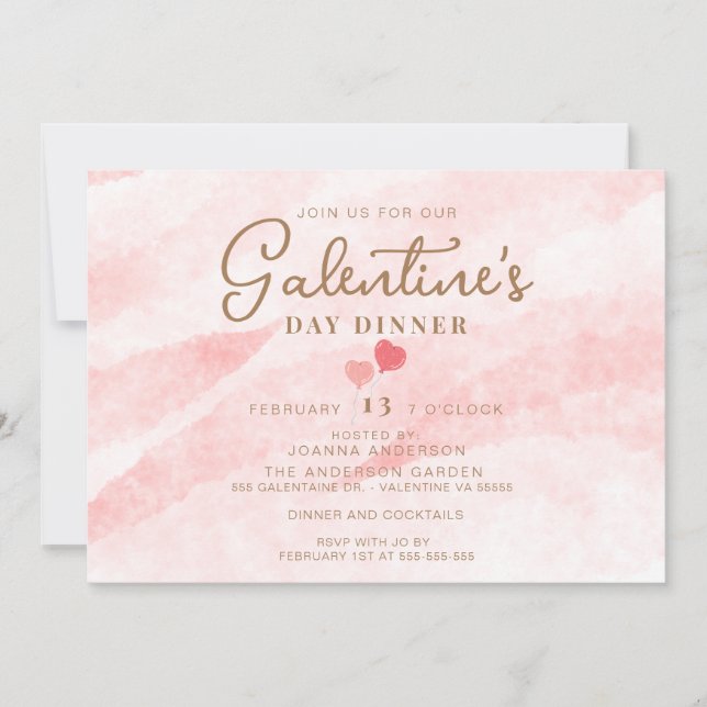 Rosa Galentinens inbjudan till middagsBrunch-parti (Framsida)