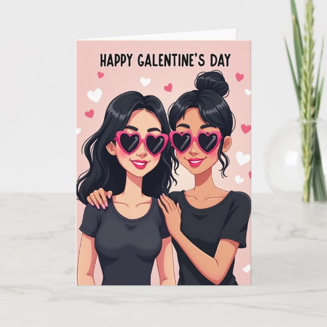 Rosa Galentines Day-kort Kort (Framsida)