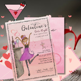 Rosa Galentine's Day Tjejernas Natt Ut Festa Inbjudningar