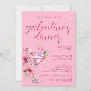 Rosa Galentines Girls Night Dinner Cocktail Party Inbjudningar