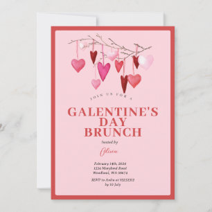 Rosa Galentine's Girls Night Valentine's Balloon Inbjudningar
