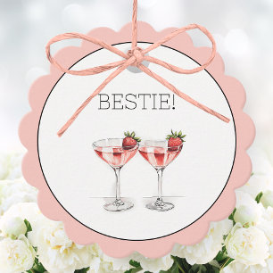 Rosa Galentins dag Gal Pal Strawberry Cocktails Gåvor Etiketter