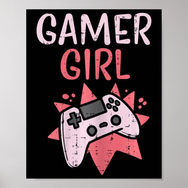 Rosa Game Controller Cute Video Gaming Women Poster (Framsidan)