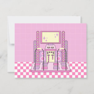 Rosa Game Player Arcade Dance Maskin Vykort