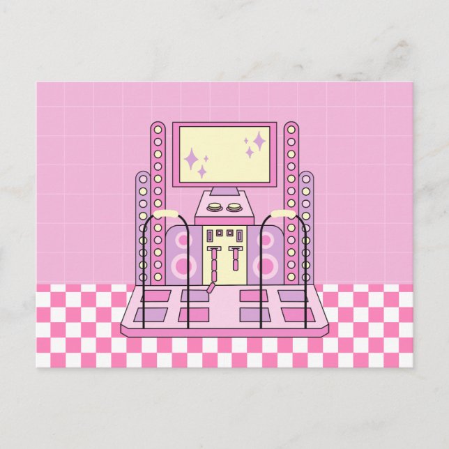 Rosa Game Player Arcade Dance Maskin Vykort (Framsida)