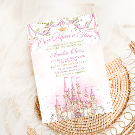 Rosa Gång vid en tidpunkt då Princess Castle Birth Inbjudningar