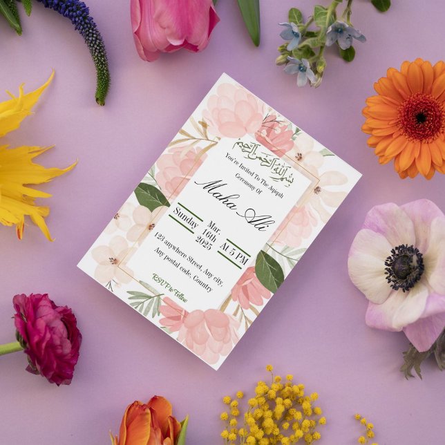 Rosa Garden Aqiqah Ceremony Inbjudningar (Skapare uppladdad)