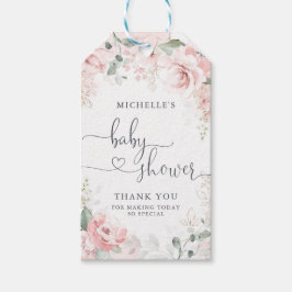 Rosa Garden Baby Shower Tack Märkre Presentetikett