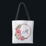 Rosa Garden Blommigt, andningsskydd, Monogram Togo Tygkasse<br><div class="desc">Ge denna vackra personlig till väskan med guld ringar och trädgårdsblommor i skuggor av rosa och personlig med ett monogram med chic. MATCHING-OBJEKT i vår butik.</div>