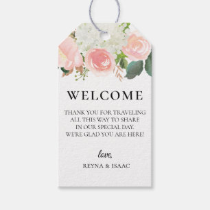  Rosa Garden Blommigt Bröllop Välkomstpåse Presentetikett