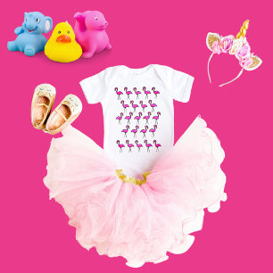 Rosa Garden Flamingo Pattern Baby Jersey Bodykosty T Shirt