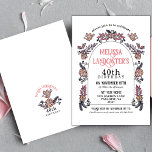 Rosa Garden Flower Arch 40:e födelsedagen Inbjudningar<br><div class="desc">Fira en 40-årsdag som är lika värdefull som de sista åren genom att be vänner och familj att gå med ihop och fira! Elegant vuxen födelsedagsfest inbjudan illustrerar detta och illustrerar hand plockade med söta fåglar och en blombåge i en mångsidig lastpall för färg för alla åldrar. Anpassa denna söta...</div>