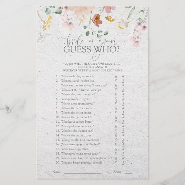  Rosa Garden Flowers Bride eller Groom Game (Framsida)