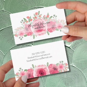 Rosa Garden Flowers Hair Stylist Salon Makeup Visitkort