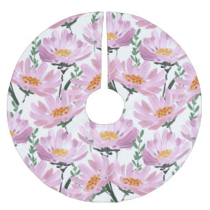 Rosa Garden Flowers: Handdränkt sömlöst. Julgransmatta Borstad Polyester