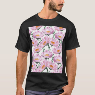 Rosa Garden Flowers: Handdränkt sömlöst. T Shirt