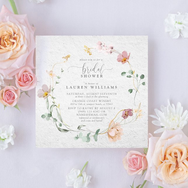  Rosa Garden Flowers Möhippa av andedräkt Inbjudningar (Elegance in Bloom: Your Bridal Shower Invite Template )