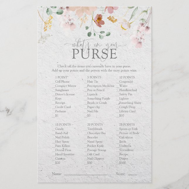  Rosa Garden Flowers Möhippa Purse Game (Framsida)