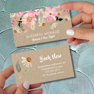 Rosa Garden Flowers Salon Makeup Hair Stylist Visitkort