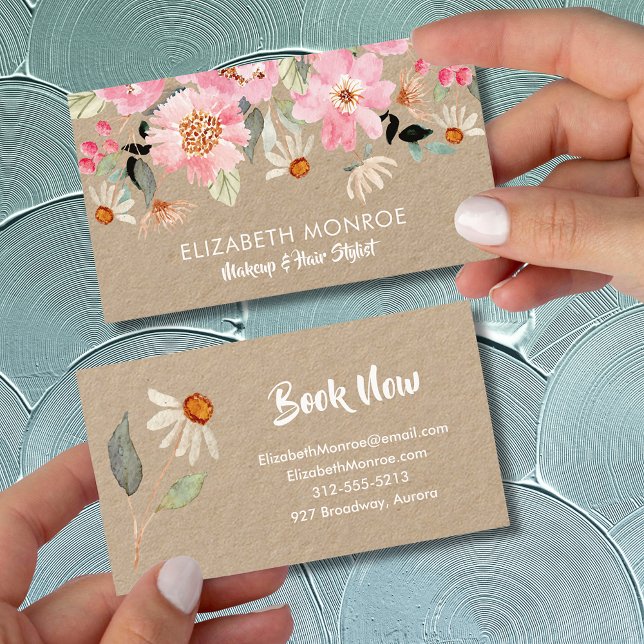 Rosa Garden Flowers Salon Makeup Hair Stylist Visitkort (Skapare uppladdad)