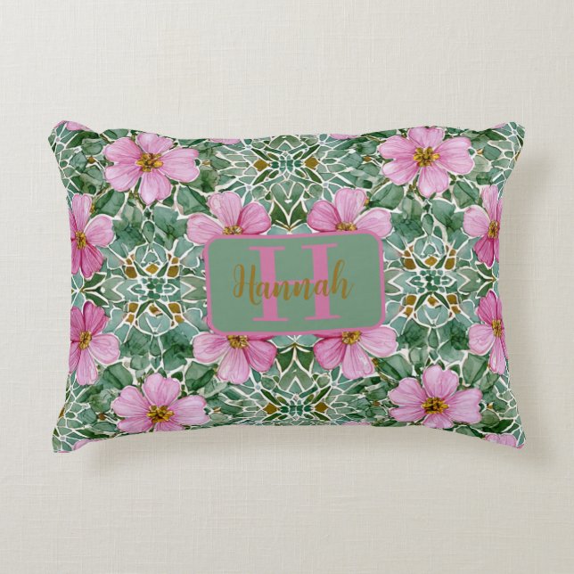 Rosa Garden Mosaic accent Pillow Prydnadskudde (Framsidan)