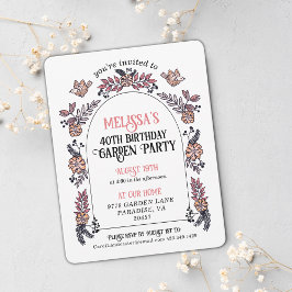 Rosa Garden Party 40:e födelsedagen Inbjudningar