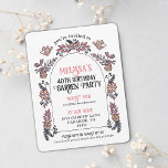 Rosa Garden Party 40:e födelsedagen Inbjudningar<br><div class="desc">Fira en så värdefull milstolpe som de kommande åren genom att be vänner och familj att gå med ihop och fira! Denna inbjudan till 40-dagarsfest visas med hand plockade och en blombåge i rosa. Anpassa denna söta inbjudan att anmäla de glada tillfälle och inbjudan-vänner och familj till firande!</div>
