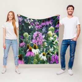 Rosa Garden Phlox liggande med Cone Flowers Fleecefilt