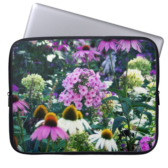 Rosa Garden Phlox liggande med Cone Flowers Laptop Fodral (Framsidan)