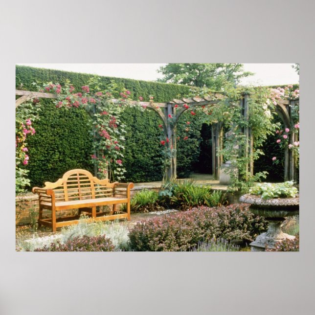 Rosa Garden-sätet i Ro Pergola, med berberis som s Poster (Framsidan)