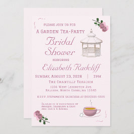 Rosa Garden Tea-Party Möhippan Inbjudningar