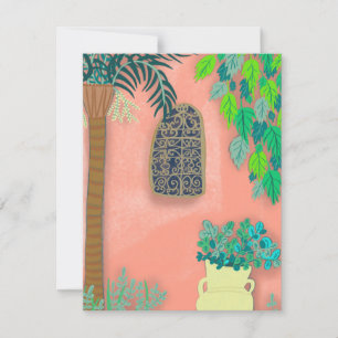 Rosa Garden Wall Exotic Secret Handflatan Träd Kort