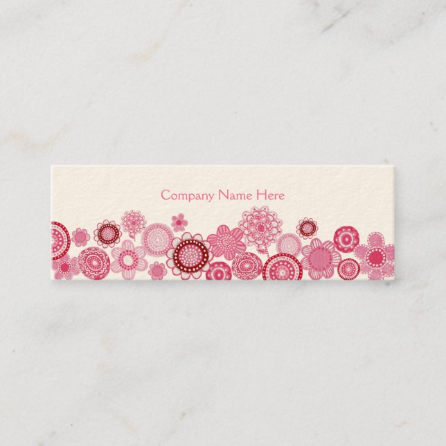Rosa Garden White Smala Business Profile Card Mini Visitkort (Framsida)