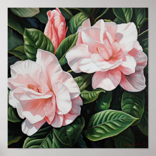 Rosa Gardenia Flowers Art Print Poster