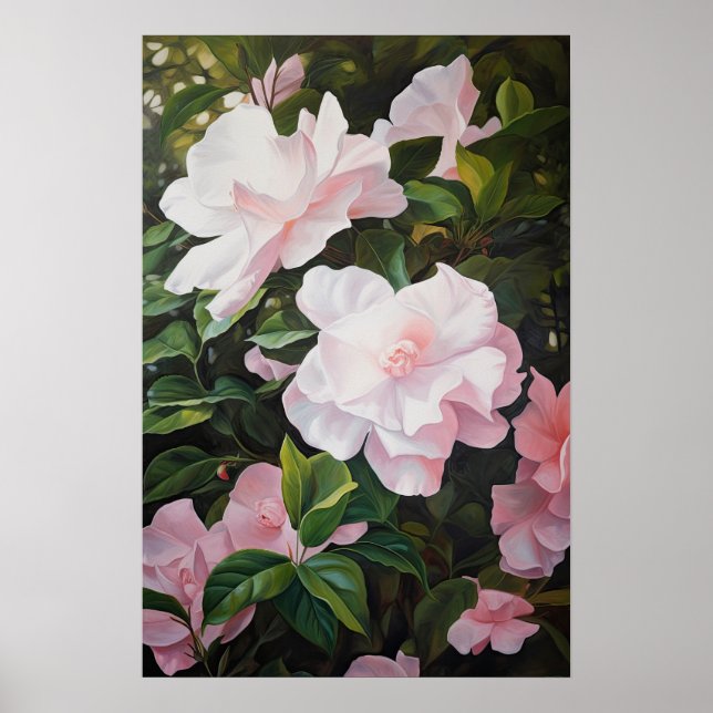Rosa Gardenia Flowers Art Print Poster (Framsidan)