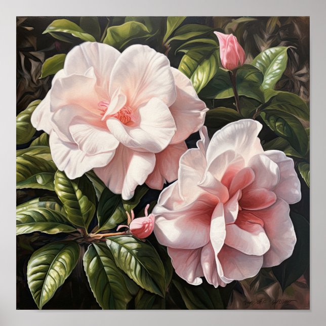 Rosa Gardenia Flowers Art Print Poster (Framsidan)