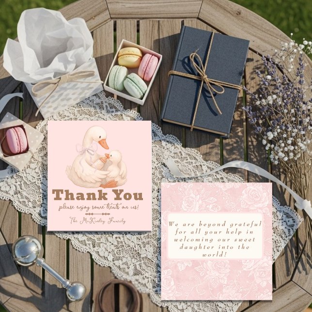 Rosa Gås Labor Förlossning NICU Sjukhus Tack Kort (Pink Goose Labor Delivery NICU Hospital Thank Thank You Card)