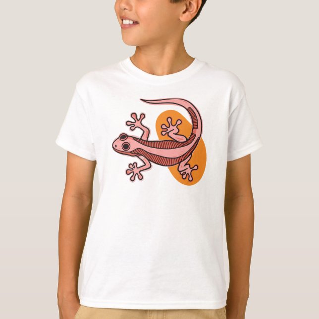 Rosa Gecko Barn T-Shirt – Söt Färgstark Ödla Tröja (Framsida)