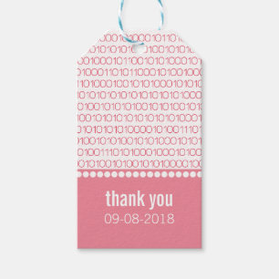 Rosa Geek Chic Binary Code Gift-Märkre Presentetikett