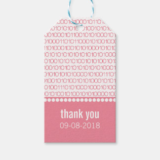 Rosa Geek Chic Binary Code Gift-Märkre Presentetikett