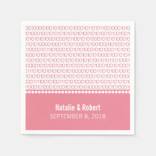Rosa Geek Chic Binary Code Papper Napkins Pappersservett
