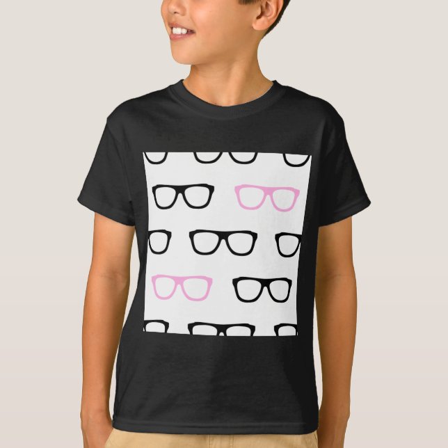 rosa geeky glasögon tee shirt (Framsida)