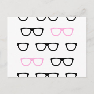 rosa geeky glasögon vykort
