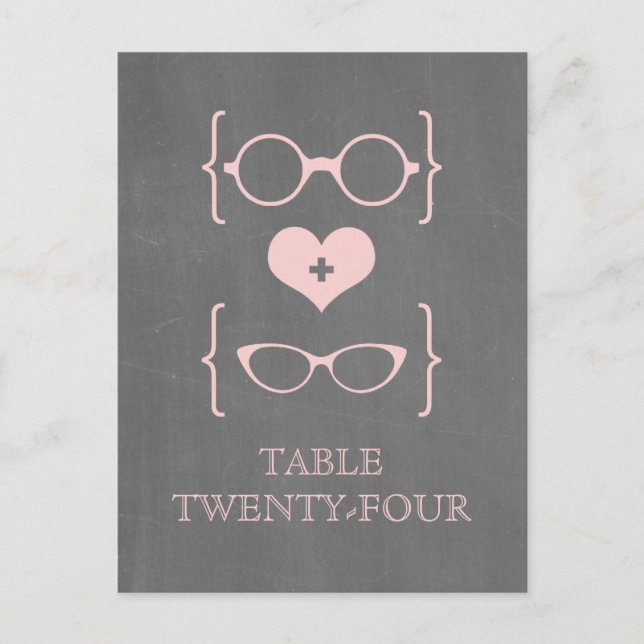 Rosa Geeky Glass Chalkboard Bord vykort (Framsida)