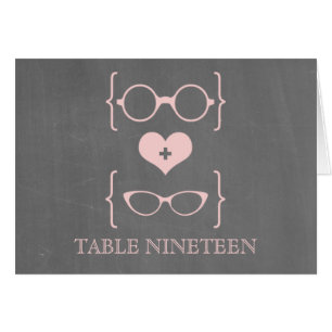 Rosa Geeky Glass Chalkboard-Bordsnummer Hälsningskort